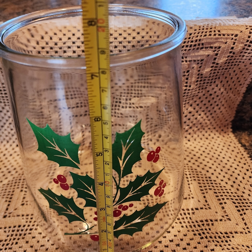 Indiana Glass Bartlett Collins Christmas Holly Cookie Jar - Picture 3 of 5